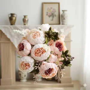 High-Simulation Peony Hydrangea Floral Arrangement Set: Instagram Style Vase Decor for Living Room, Dining Table, Mother's Day Gift, Wedding & Party Centerpiece, Halloween Christmas Holiday Fake Flowers Home Decor.