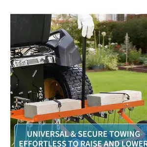 Tow-Behind Lawn Dethatcher - Heavy Duty Thatch Rake with 20 Spring Steel Tines - 70lbs Capacity Weight Tray & Lift Handle - Pull-Behind Turf Aerator for ATV, UTV & Mowers