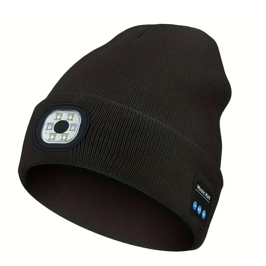 Creative Design BT Music Hat, Bluetooth-compatible Hats with Wireless & Lightweight Headphones & Light, Portable Multifunctional Hats as Gift Ideas fo