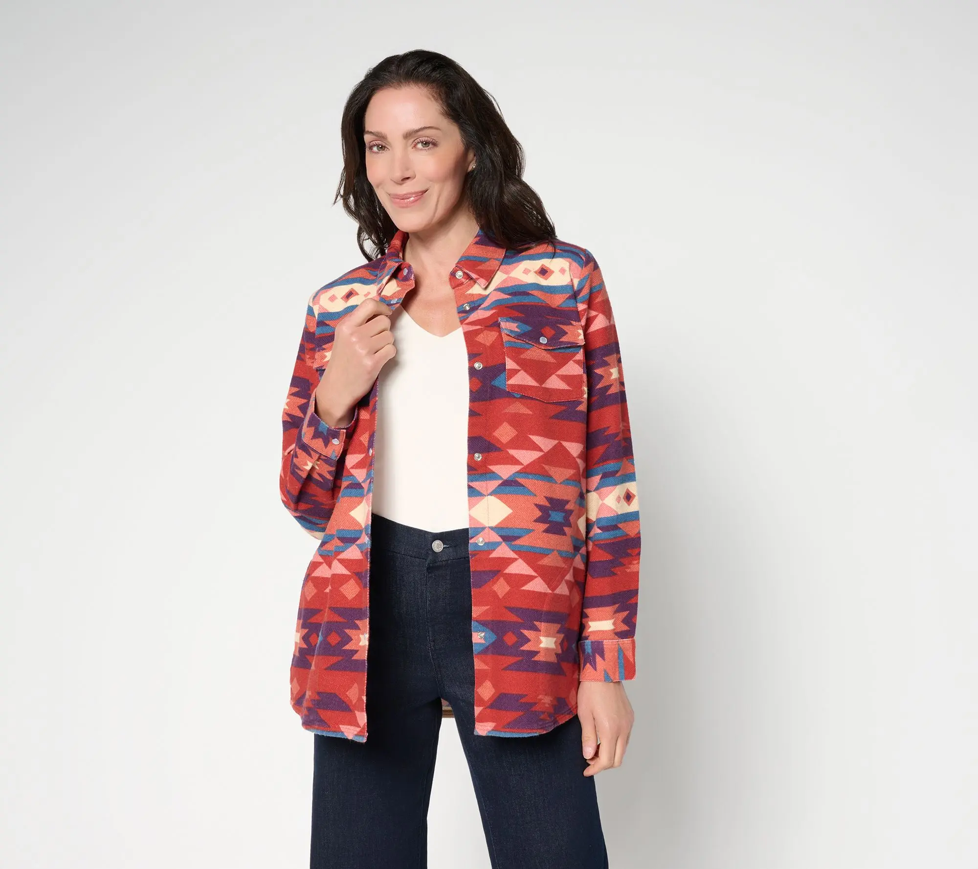 Denim & Co. Canyon Retreat Regular Jacquard Shacket Denim & Co. Canyon Retreat Regular Jacquard Shacket
