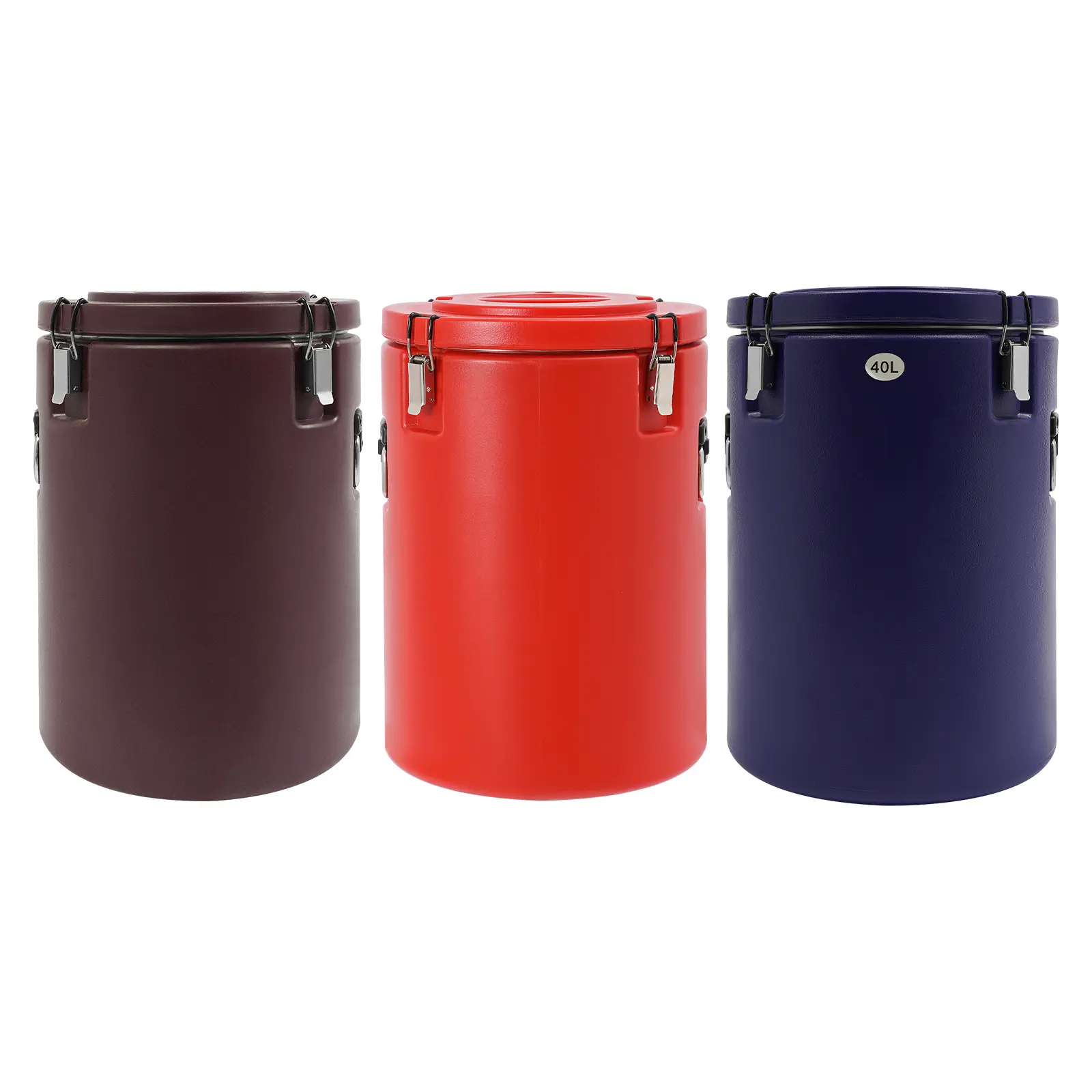 Commercial Stainless Steel Insulated Top-Loading Cooler Container - 40L/10.57Gal, 10-15H Heat Retention, Leakproof, Washable, Easy to Clean for Food & Beverage Cafe Buffet Use, Modern Round