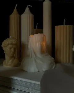 Veiled Lady Candle, bridal or aesthetic candle, sculptural candle, bust candle, dark academic décor, or dream abode