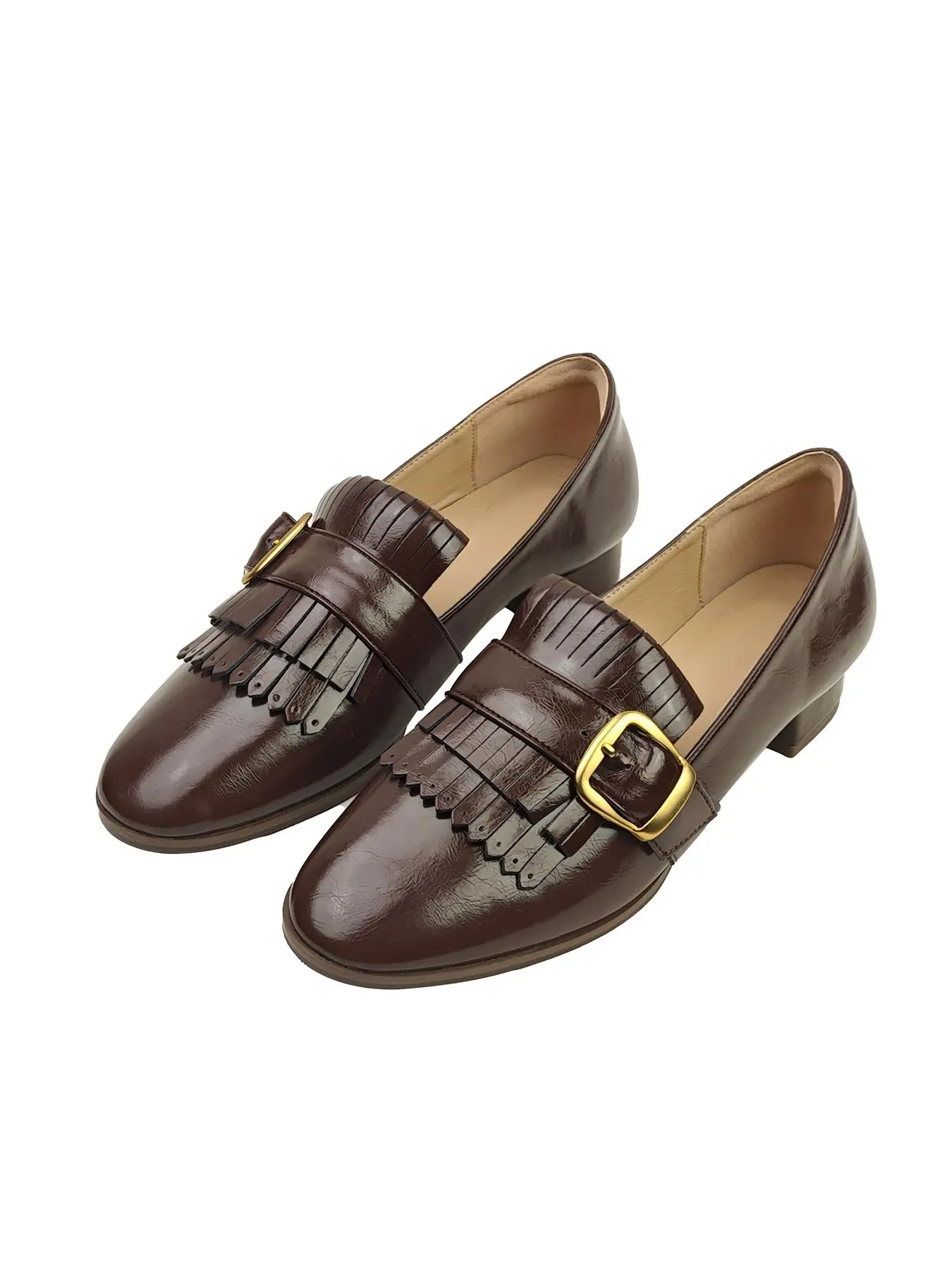 English Style Brogue Shoes for Women, Vintage Round Toe Loafers with Tassels, Comfortable Fashionable Commuter Flats for Work and Outings, Walking Shoes, Casual Shoes