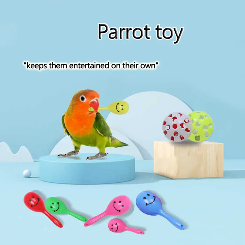 Playful Bird Toys Set - Chewable Maracas, Bell Balls for Self-Play, Bird Training Supplies | Suitable for Budgies, Cockatiels, Interactive Toy, 5 Bell Balls