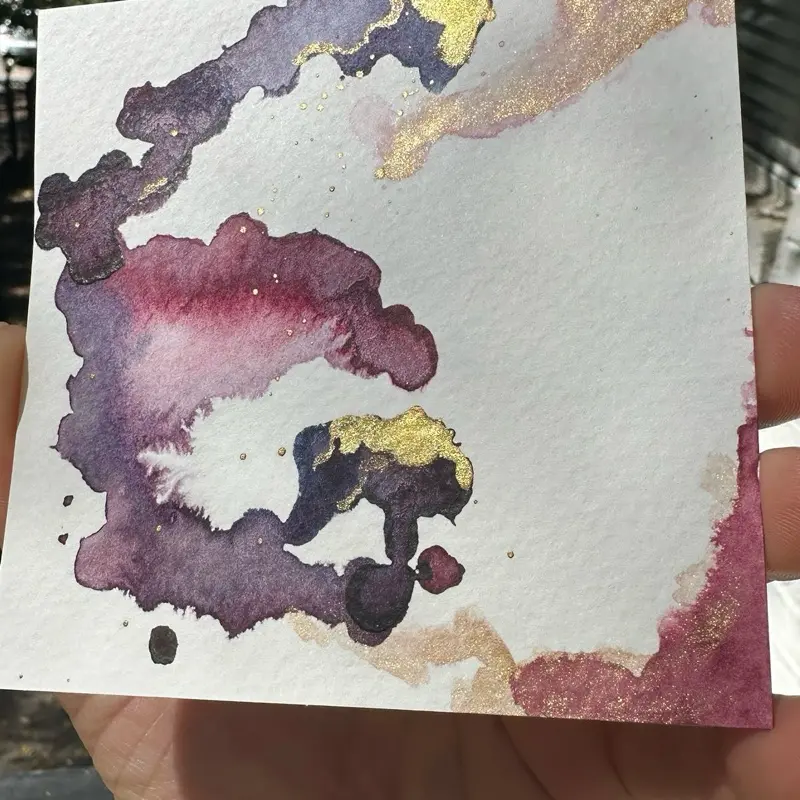 Mini Abstract Ink Art - Original Hand-Painted Collectible 4"x4" Unique Design for Home Decor