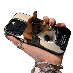 Cool Funny Cat & Dog with Sunglasses iPhone Case for iPhone 17 Pro 16 15 Pro Max 14, Aesthetic Cute Pet Shockproof Protective Cover, Trendy Stylish Phone Case