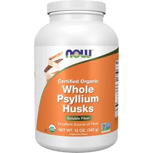 NOW Foods Supplements, Whole Psyllium Husks, Certified Organic, Non-GMO Project Verified, Soluble Fiber, 12-Ounce