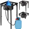 High-Pressure 1-Burner Propane Camping Stove - 100kbtu Power 100,000 BTU Output Outdoor Cooking Station with Flame Control, Detachable Legs, PSI Regulator, Portable Camping Accessory for Tailgating