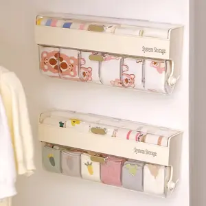 Wall-mounted non-punching underwear and socks storage box, household underwear grid flip storage box, household sundries storage box