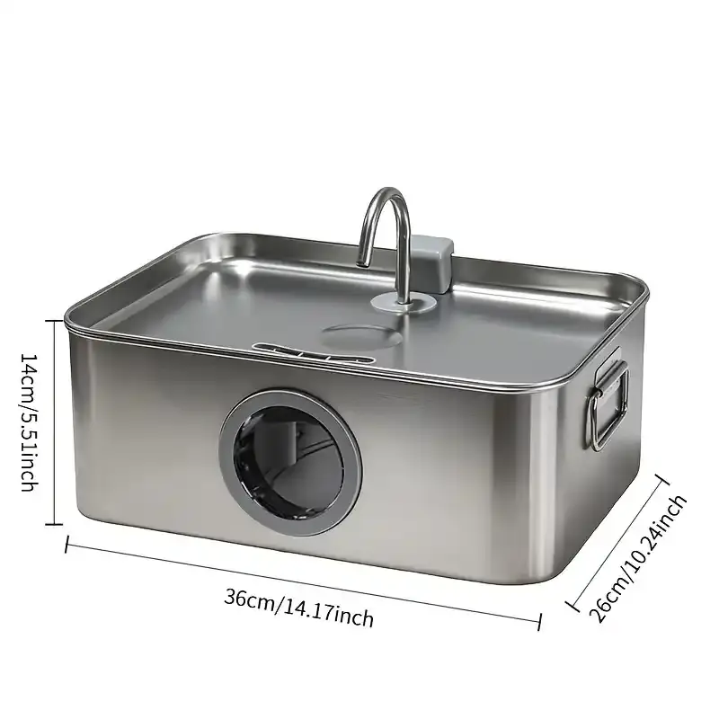 12L/3.2Gal Dog Water Fountain Stainless Steel with Silicone Mat & 3 Set Filters, DYSJ01 Dog Fountain Water Bowl for Large Dogs Cats & Multi-Pet Home with Water Level Window & LED Indicator