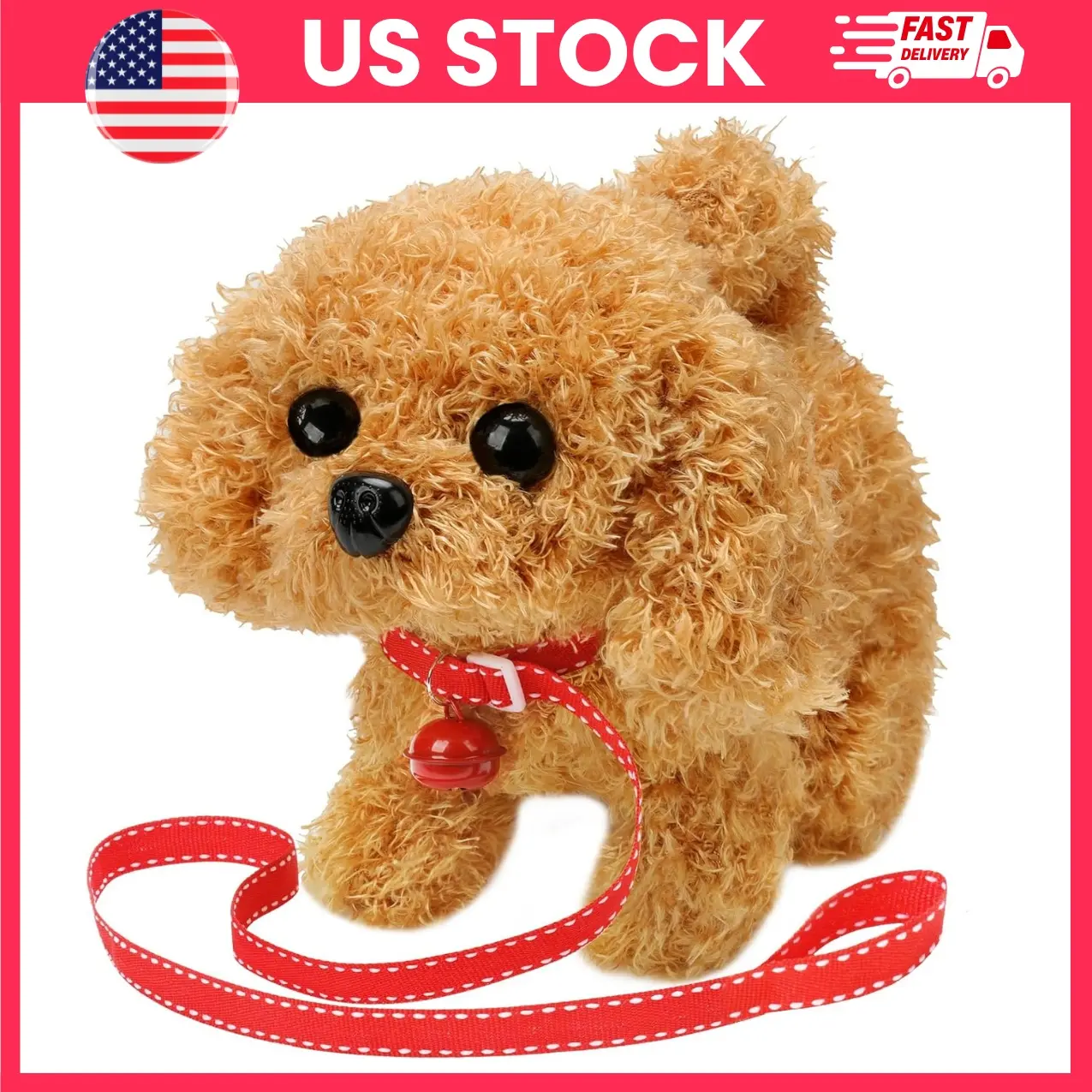 Interactive Plush Teddy Puppy Toy, Electronic Walking Dog with Barking, Tail Wagging & Stretching Actions, Soft Battery Operated Stuffed Pet for Kids & Toddlers, Teddy Dog | toddler dog toy,interactive stuffed animal,walking stuffed dog,pretend pet toy