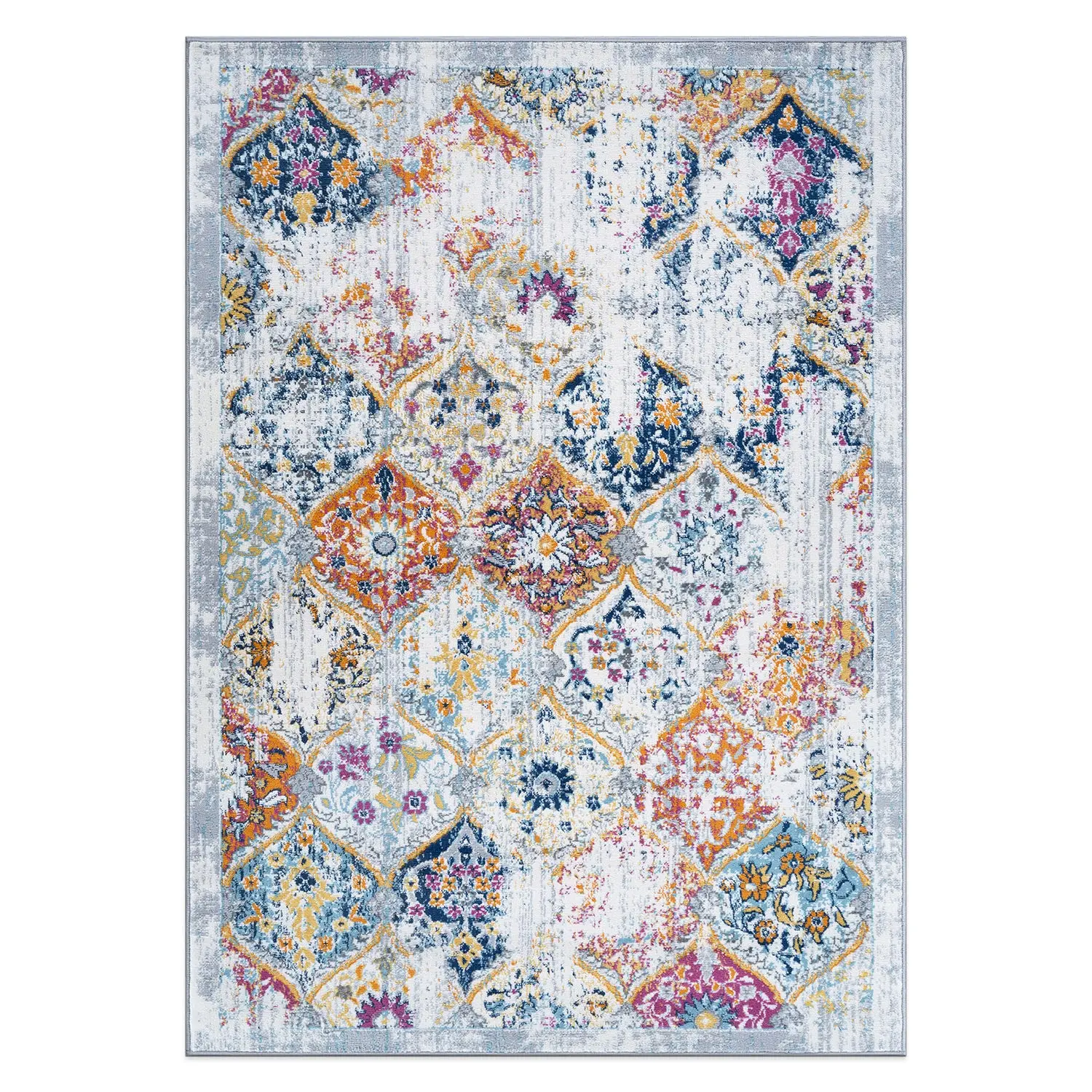 Trellis Bordered Moroccan Area Rug