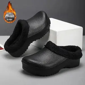 Men's & Women's Plush Fleece-Lined Ankle-High Winter PU Mules for Indoor Use with Arch Support & Easy-Clean Black or Other Colors fall  women wide calf boneless swampy top Suede  heel knee-high  Handmade Cowgirl Ankle  chunky boot shoes lace
