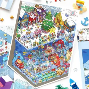 4 Sheets/bag Scenery Stickers, Pet Material, Vacation Theme Scene Decoration, Today Open Second Twenty-Sixth Edition
