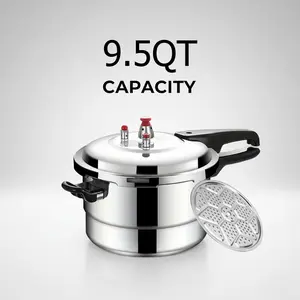Barton 9.5 Quart Aluminum Pressure Cooker Multi-Function Stovetop Canner for Fast Cooking & Steam Cooking Simultaneously Ideal for Family Dinners Camping Trips & Outdoor Fun