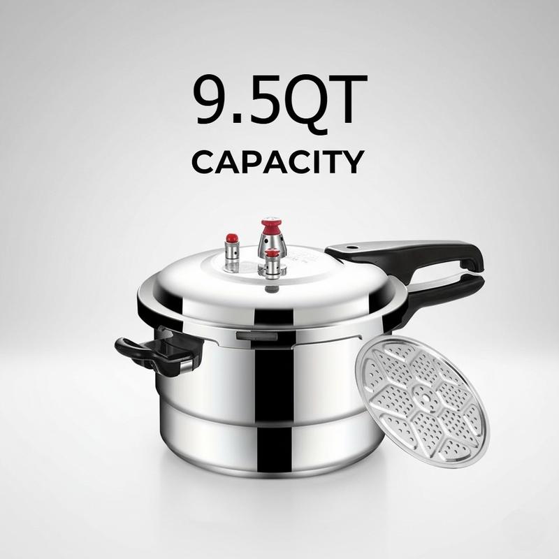 Barton 9.5 Quart Stainless Steel Pressure Cooker Multi-Function Stovetop Canner for Fast Cooking & Steam Cooking Simultaneously Ideal for Family Dinners Camping Trips & Outdoor Fun