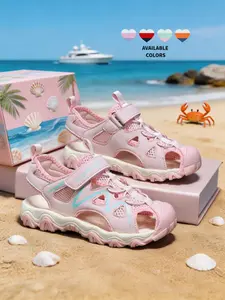 Breathable School Sandals, Colorblock Cartoon Anti-Slip Soft Sole, Lightweight Eva Kids Shoes, Mesh Fabric Upper