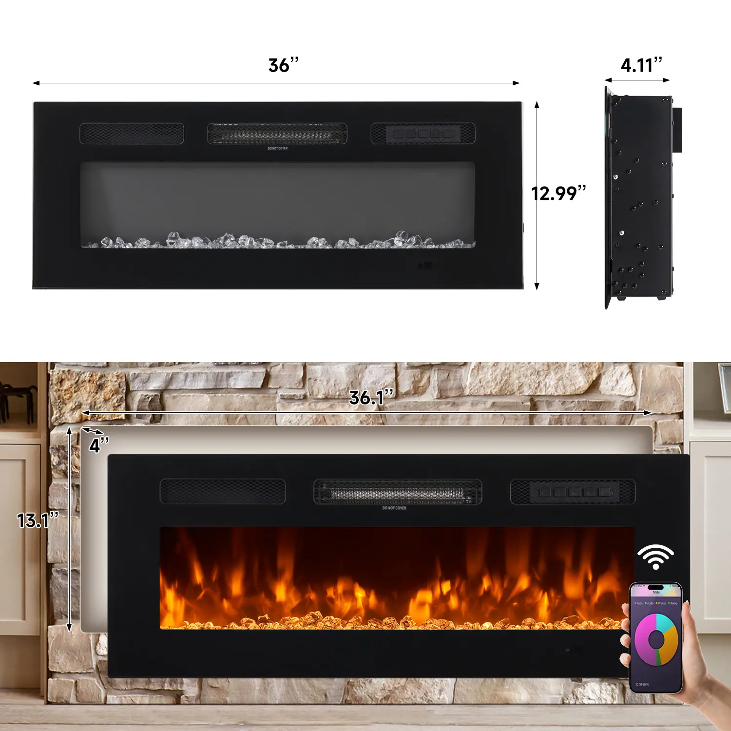 36” Black Low / Crystal / WiFi