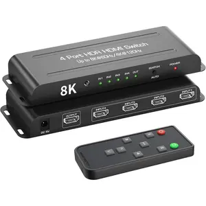 8K HDMI 2.1 Switch 4 in 1 Out, 4K@120Hz HDMI Switcher Selector 4 Port with IR Remote Support 8K@60Hz, Auto Switch, HDCP 2.3, HDR 10+, VRR, CEC for Xbox, PS5, Fire Stick, Projector