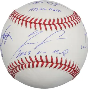 Dale Murphy, Chipper Jones, Freddie Freeman, and Ronald Acuna Jr. Atlanta Braves Autographed Baseball with Multiple "NL MVP" Inscriptions - Limited Edition of 25 - Fanatics Authentic Certified