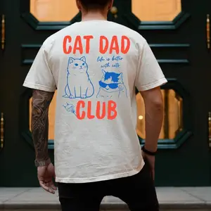 Comfort Colors Cat Dad Shirt, Cat Dad T-Shirt, Cat Dad Club Tee, Funny Cat Shirt for Men, New Cat Dad Shirt, Back Graphic Shirt, Pet Parent Gift - HARSIN