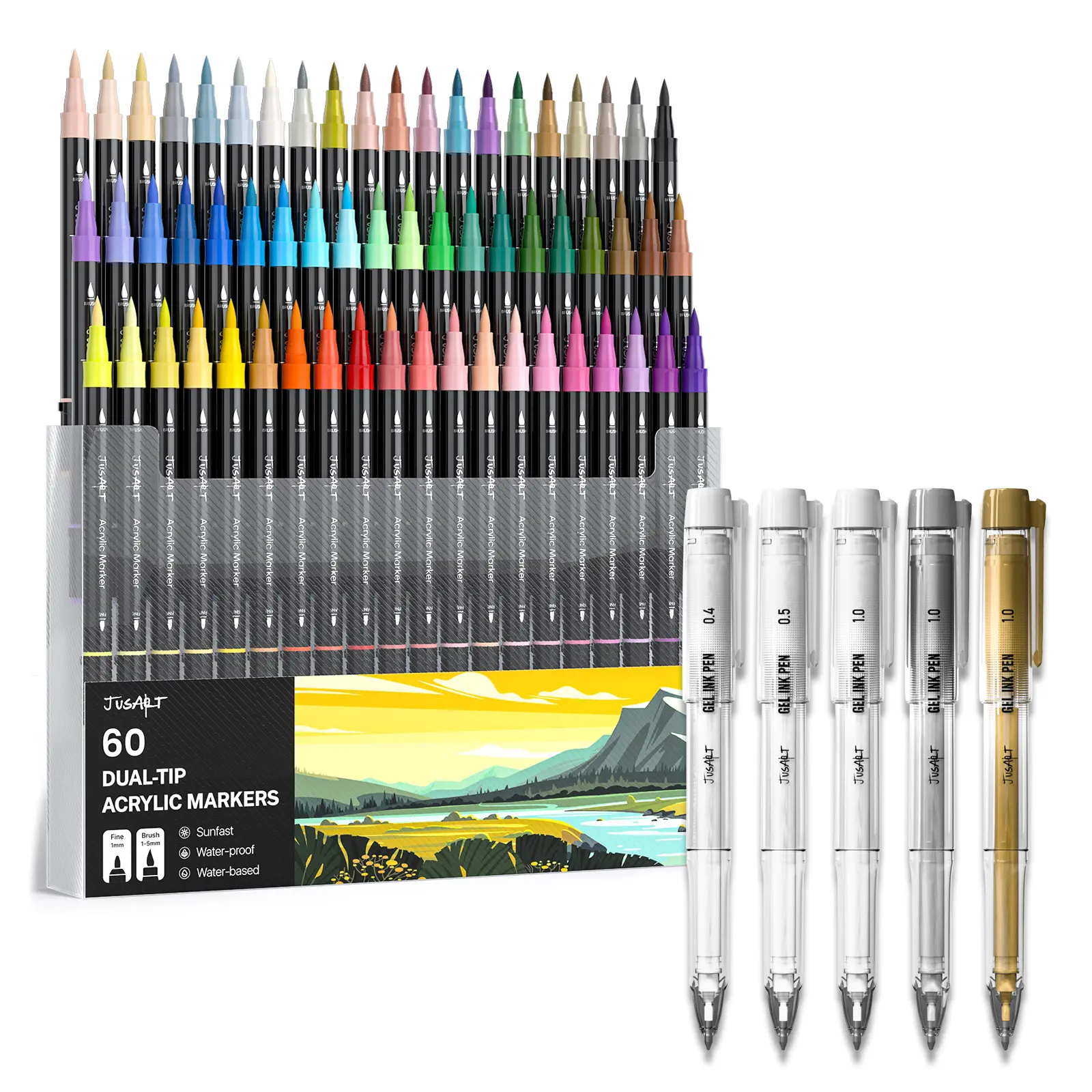 60 Colors & Highlighter Pen