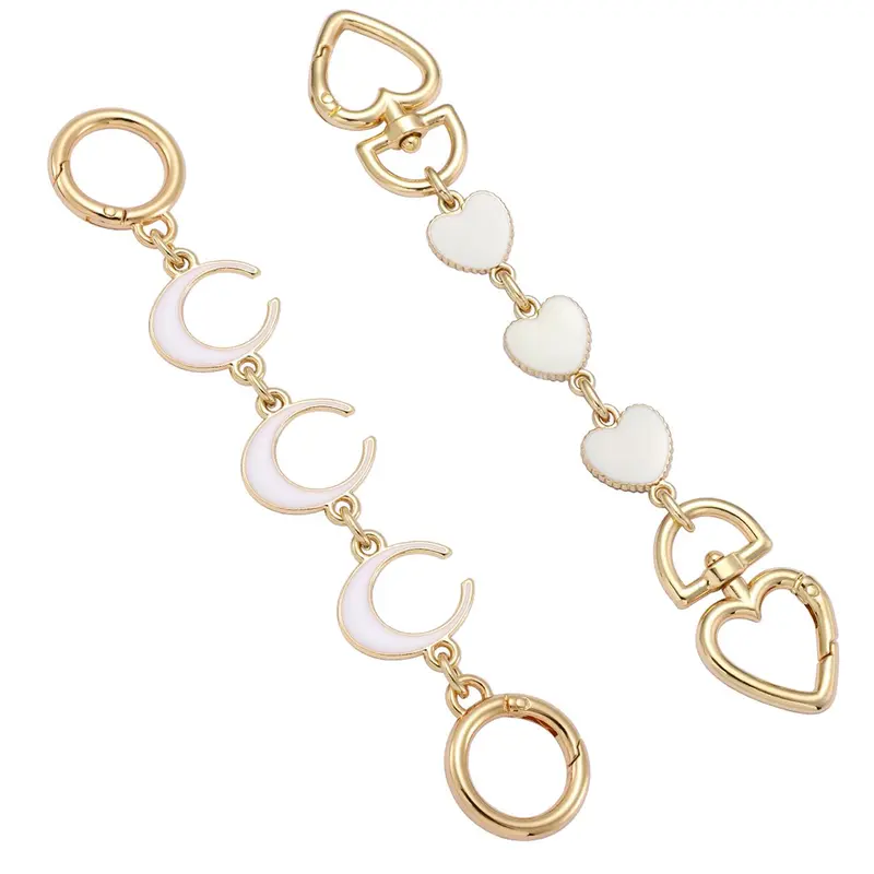 1/2 Piece Bag Extension Chain, Handbag Shoulder Strap Extender, Replacement Accessory for Crossbody Bags, Cute Heart Design