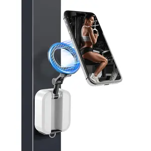 for MagSafe Airplane Phone Holder Travel Essentials -Portable 360° Adjustable, Airplane Travel Accessories for iPhone 12-16/Samsung, Camping, Vlogging, Beach Vacation Essentials (Black) Cellphone Smartphone magnetic phone holder