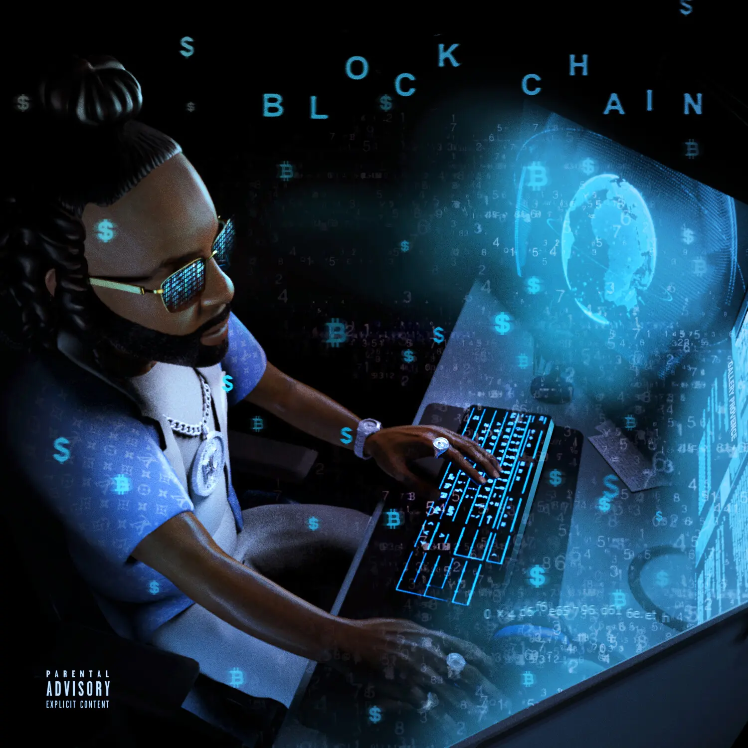 Money Man - Blockchain (Blue Seaglass Wave)  [VINYL RECORD - LP] Explicit, Blue, Colored Vinyl