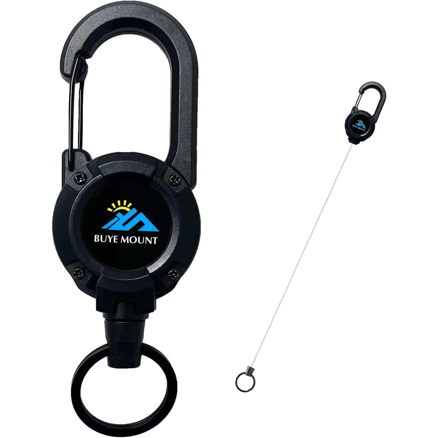 Heavy Duty Retractable Badge Holder - Durable ABS Casing, 25-Inch Stainless Steel Cord, Carabiner Hook, Synthetic Multitool ID Reel for Camping, Daily Use, Easy to Carry Adults, Hiking