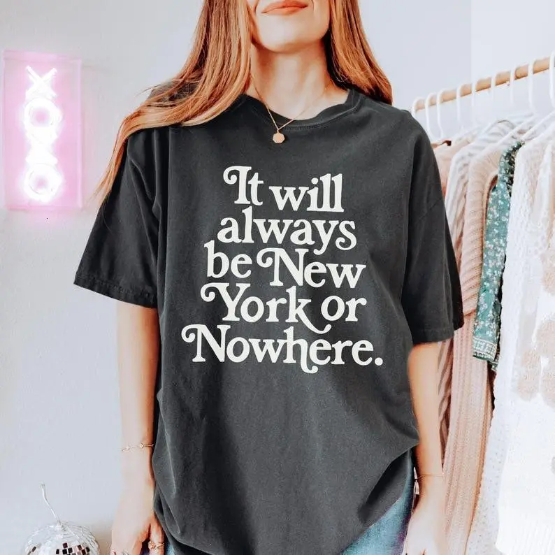 [Sale off up to 50%] Comfort Colors® New York or Nowhere T-Shirt, Vintage Inspired New York City Tee, Trendy Oversized Souvenir Tee, Retro NYC Shirt, Travel Gift