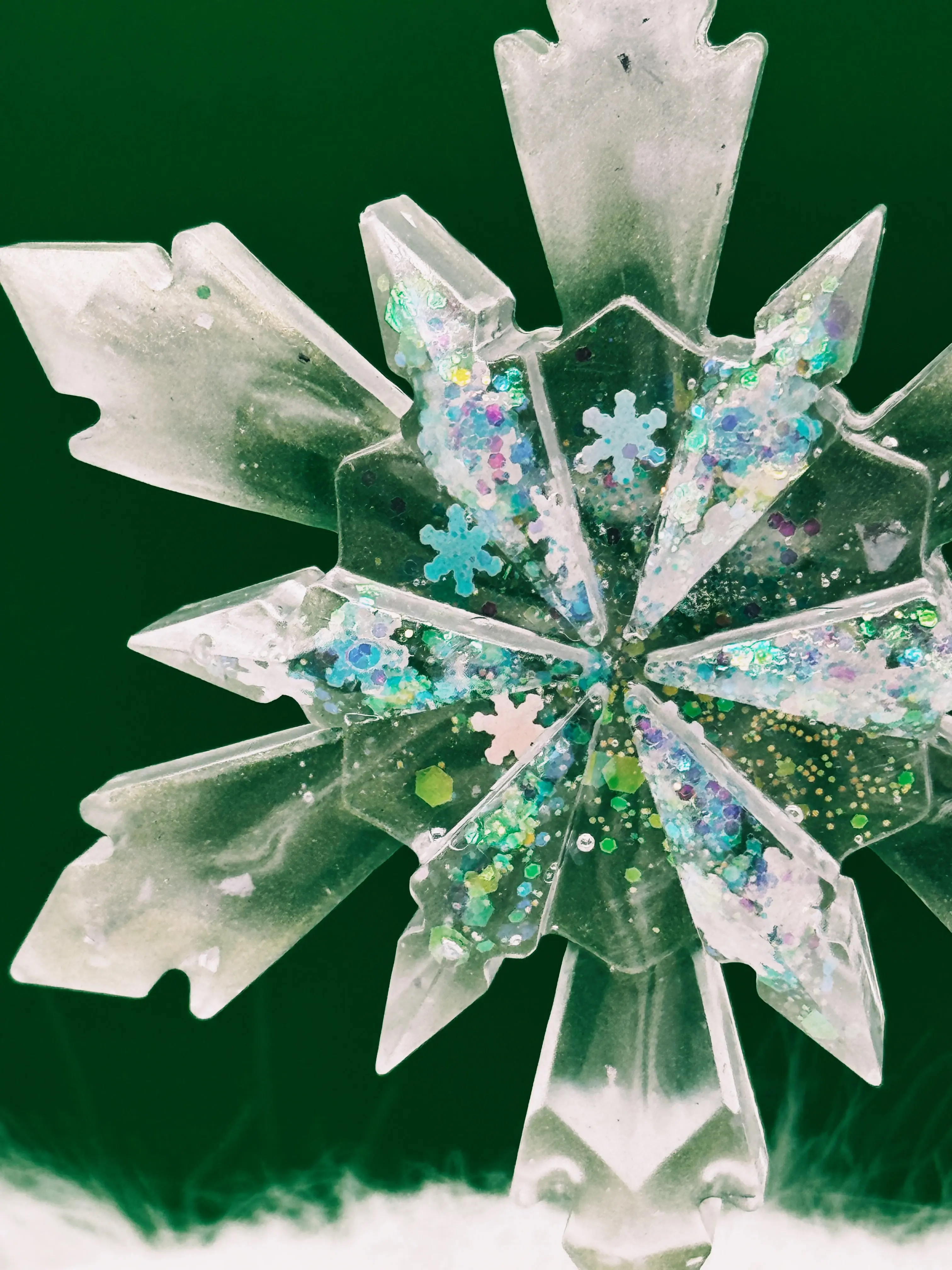 Winter Holidays Snowflake Resin Ornament with Intricate Detail and Festive Glass Beads for Holiday Decoration and Gift