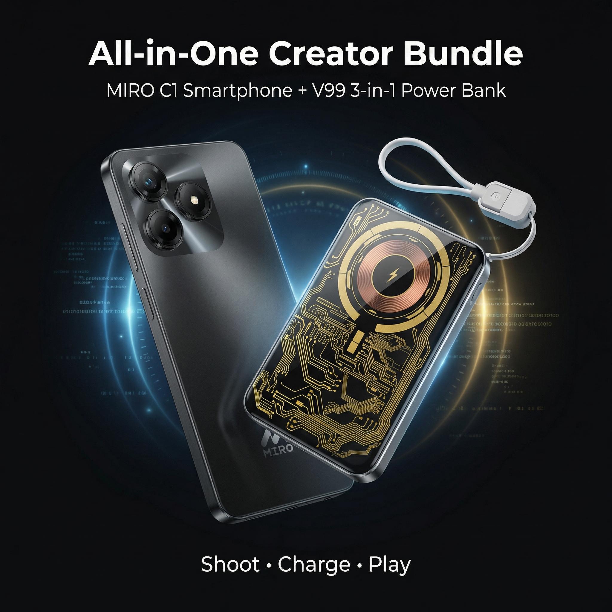 [Mother's Day] MIRO C1 Selfie & Stream Camera Phone – Dual 50MP Front & Back Cameras, 5000mAh Battery, 12GB RAM + 128GB Storage, Android 14, Unlocked Dual SIM – Perfect for Vlogging, Live Streaming, Travel, Social Media & Daily Use