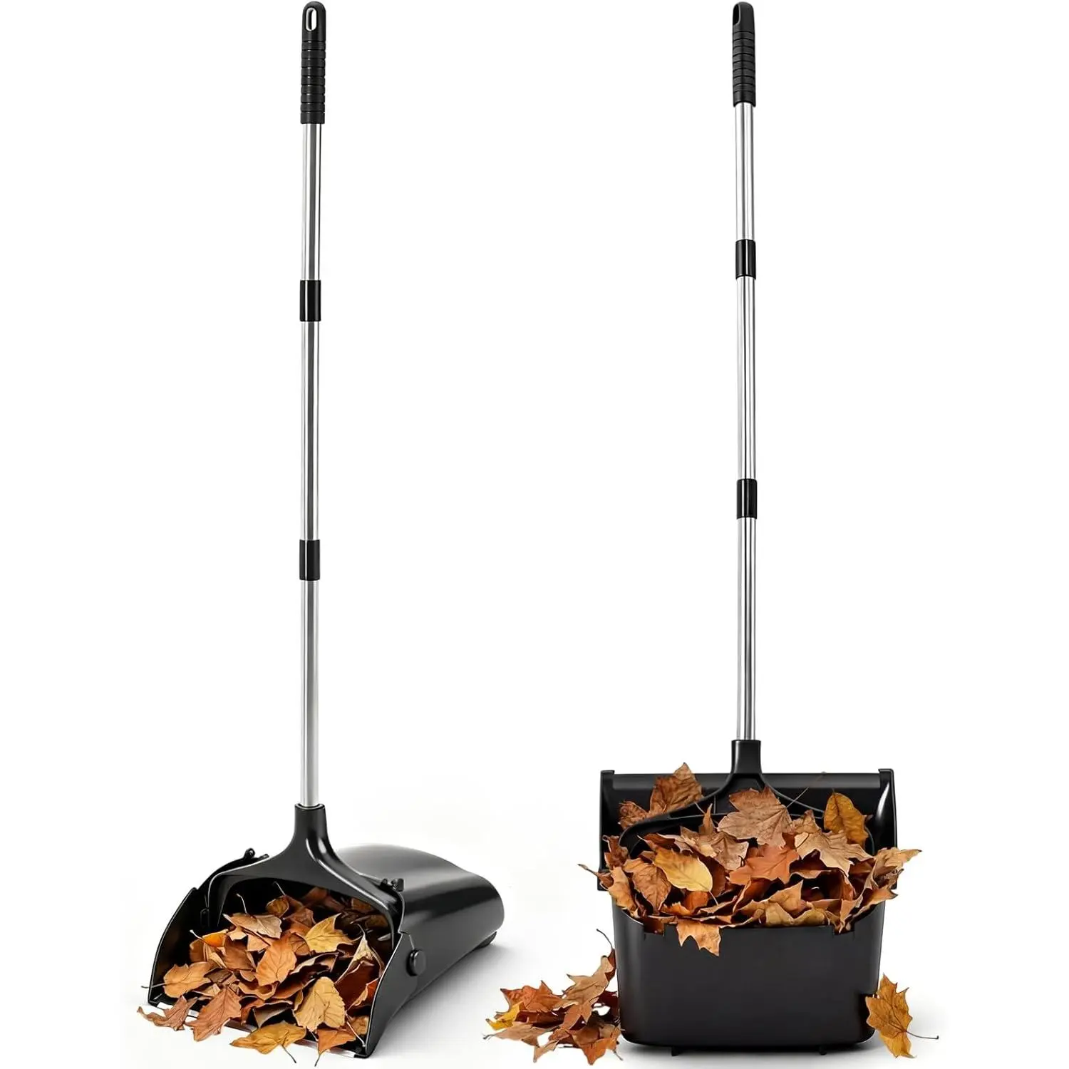 2 count 37 Inch Lobby Dust Pan Bulk Upright Lobby Dust Pan Plastic Commercial Dustpan with Long Handle Upright Standing Dustpan Heavy Duty for Office  Indoor Outdoor Use (Black)