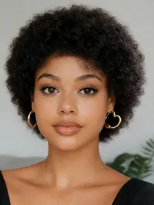 6 Inches Pixie Cut Wig, Human Hair Afro Kinky Curly Short Wig for Women, Stylish & Versatile Hairstyle Accessory, Curly Hair Wigs