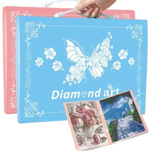 2 Pack A3 Storage Book for Diamond Painting, Handheld Diamond Art Portfolio Folder with 30 Pockets, Fits 12''x16'' Diamond Painting Photos Pictures