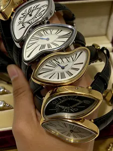Women's Quartz Watch, Fashionable Wristwatch, Stylish Watch, Creative Irregular Shape, Irregular Shaped Watch, Vintage Y2K Design, Alloy Case, Mineral Enhanced Glass, Unique Fashion Accessory