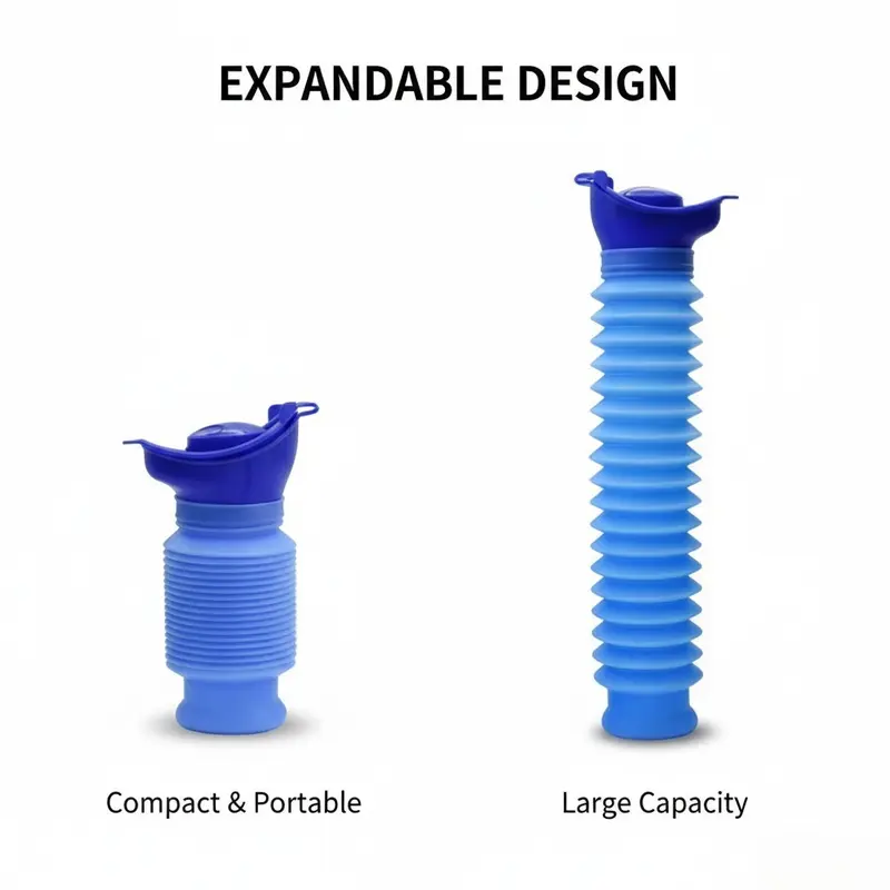 1set Urinal Car Urinal Bucket Outdoor Standing Urine Emergency Travel Portable Reusable Shrinkable Camping Toilet Urine Leak