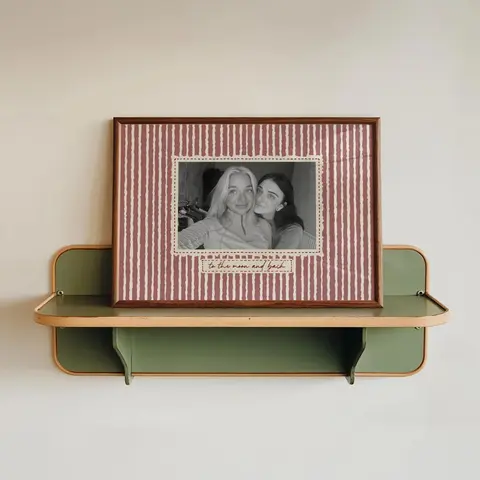 Customizable Best Friend Photo Print with Wood Frame - Retro Striped Wall Home Decor Item, Unique Room Decor, BF Birthday Gift - Contact Customer Service Post-Order to Send Custom Horizontal Image