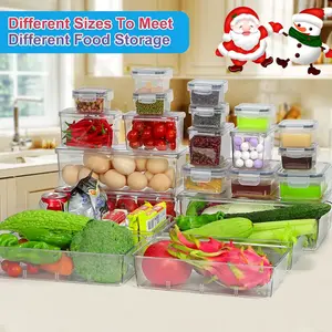 Nw 3Lbs Clearance 22 Pack Fridge Organizers Bins Storage with Lids Stackable Food Storage Organizer Bins for Kitchen Countertops Versatile & Convenient