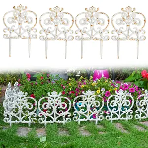 Sungmor Decorative Cast Iron Garden Edging, 4 Pack Rustic Victorian Garden Edging Landscape Border, Vintage Metal Yard Stake Low Picket Fence, 11.8" Tall Outdoor Flower Bed Lawn Fence Panels