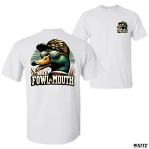 Fowl Mouth Duck Hunting T-Shirt, Mallard Graphic Tee in Camo Hat & Shades, Soft Cotton Blend Shirt, Outdoor Humor Apparel for Men, Gift for Waterfowl Hunters