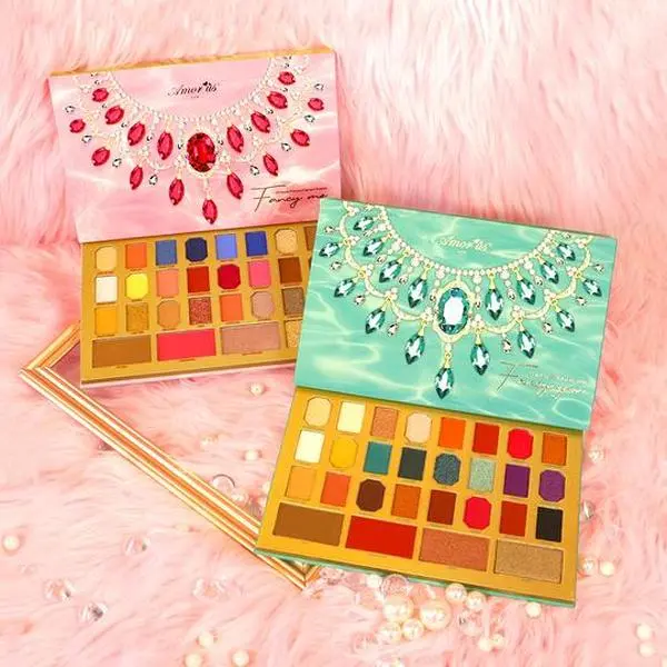 Amours Fancy Me and Fancy You Pressed Pigment Palettes Eyeshadow Makeup - Silky Smooth Blendable Formula with Mirror Included - Travel Friendly Design - Vivid Matte Shimmer Foil Finishes