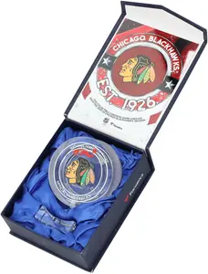 Oliver Moore Chicago Blackhawks Autographed Crystal Puck - Filled with Ice from the 2023-24 Season - Fanatics Authentic Certified