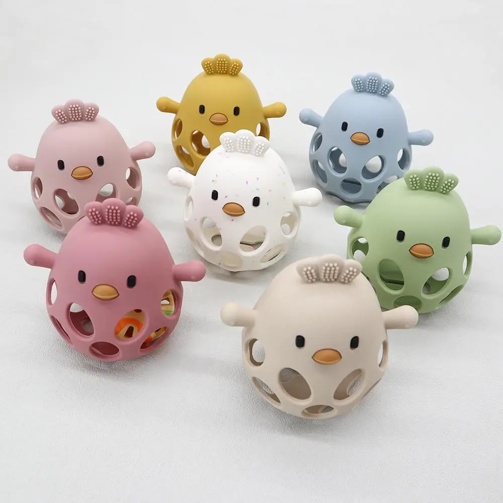 Hollow Out Cute Chicken Design Teething Toy, 1 Count Baby Teether, Baby Teething Relief Toy, Baby Soothing Teether, Baby Tactile Training Toy