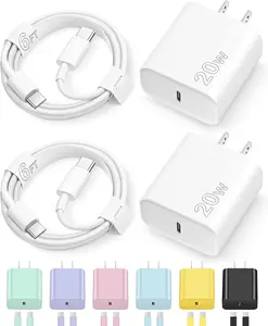 NOVOBIT 6FT Super Fast Charging 2-Pack Type-C Wall Charger Block with 2-Pack USB-C to Type-C Cable for, Wear-Resistant