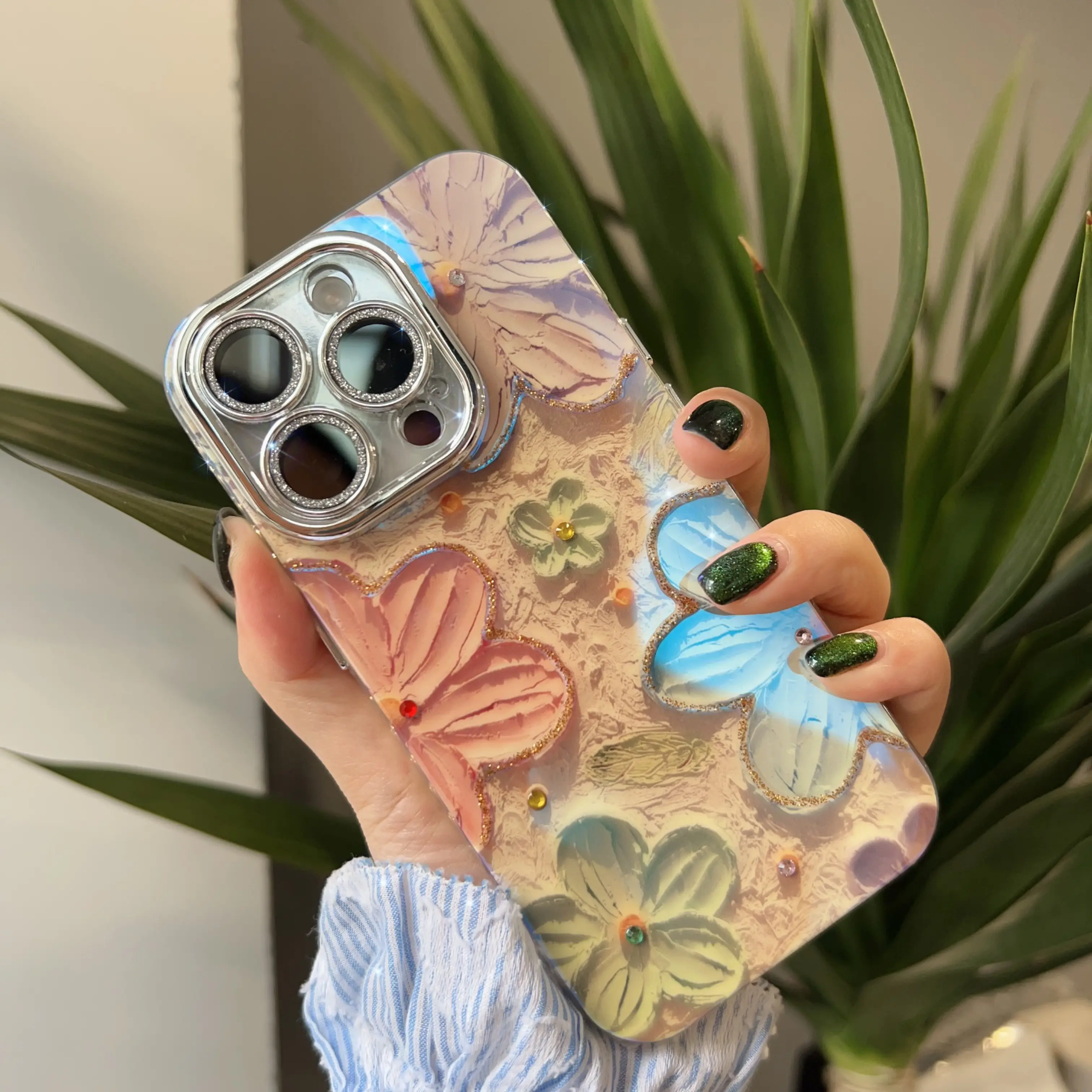 Labzone for iPhone 16 Pro Max 15 14 13 14 Case, Vibrant Flowers Oil Painting Design, 16 Plus Phone Cover, with Lens Protector