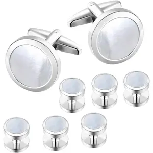 Mens Cufflinks and Tuxedo Shirt Studs Set with Gift Box Cuff Links Tuxedo Studs Business Wedding Groomsman Gifts
