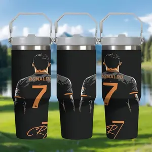 1PC 30oz Cristiano Ronaldo Insulated Water Bottle, Stainless Steel Drinkware, Stainless Steel Tumbler, Insulated Travel Drinkware, Leak-Proof Design, Ideal Gift for Birthdays & Holidays, Suitable for Home Gym Office Outdoor