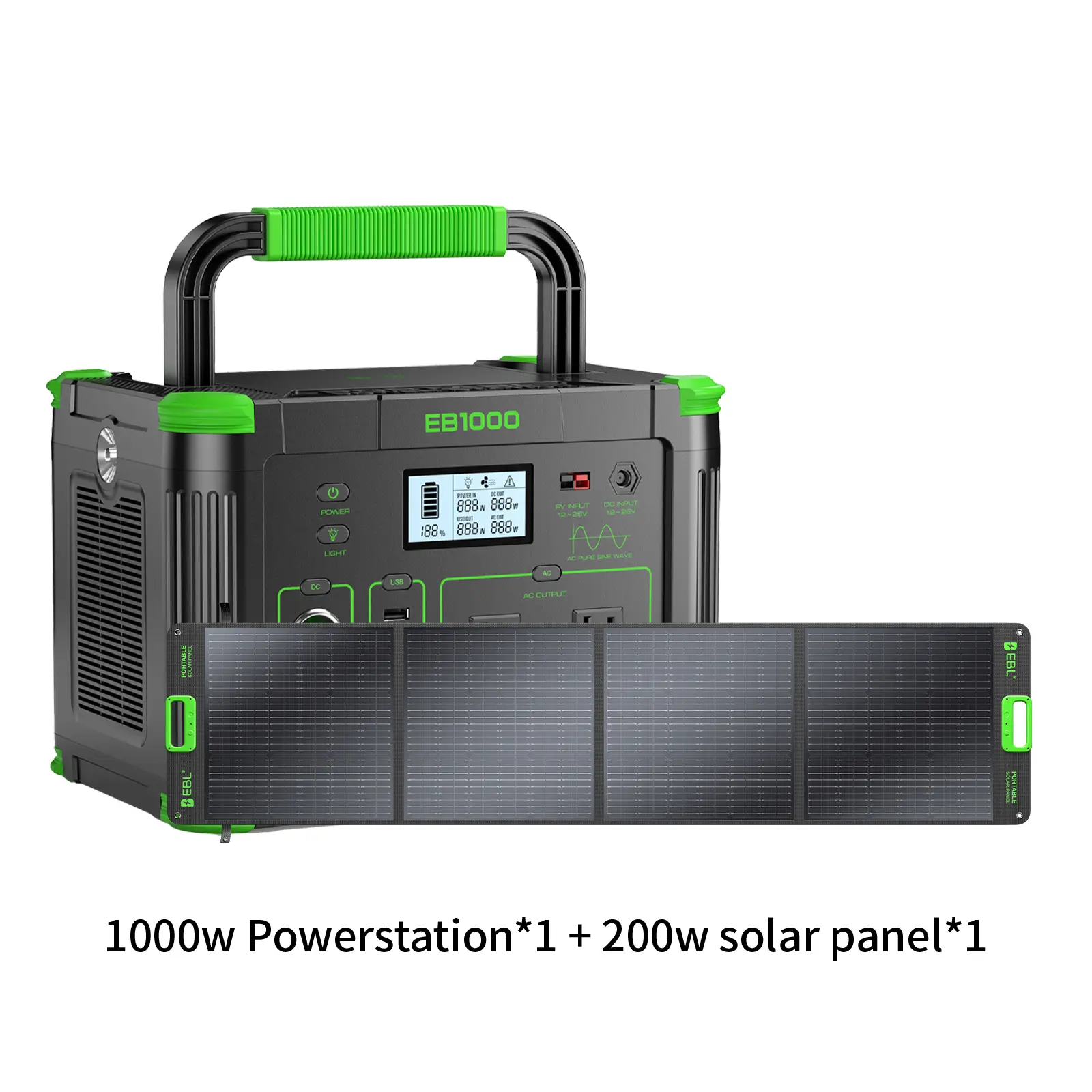 1000W power station + 200W solar panel